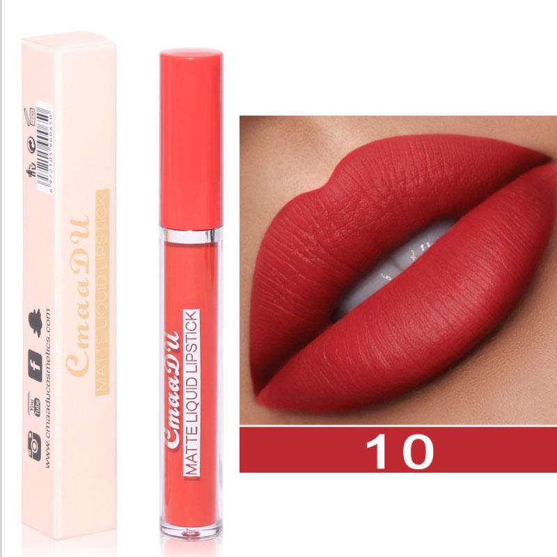 Sexy 10 Farben, langlebig, wasserfest, matt, flüssiger Lippenstift, Feuchtigkeitscreme, Schönheits-Make-up