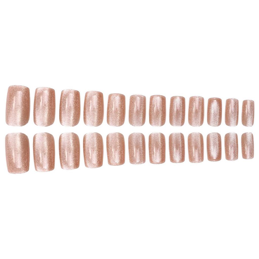 Cat Eye Wearable False Nails - Simple Whitening, Removable, High-End Nail Patches