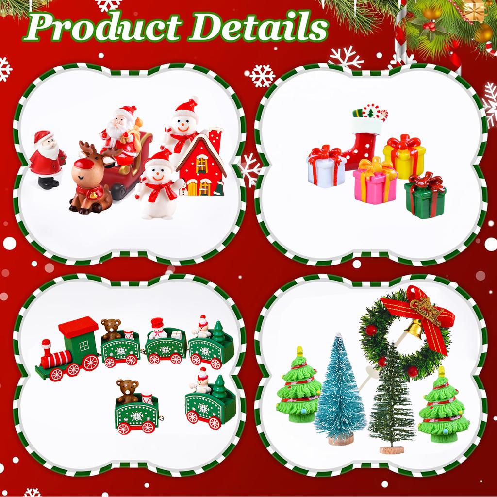18 Pieces Christmas Cake Decoration Train Christmas Tree Santa Sleigh Reindeer for Christmas Themed Birthday Party Supplies