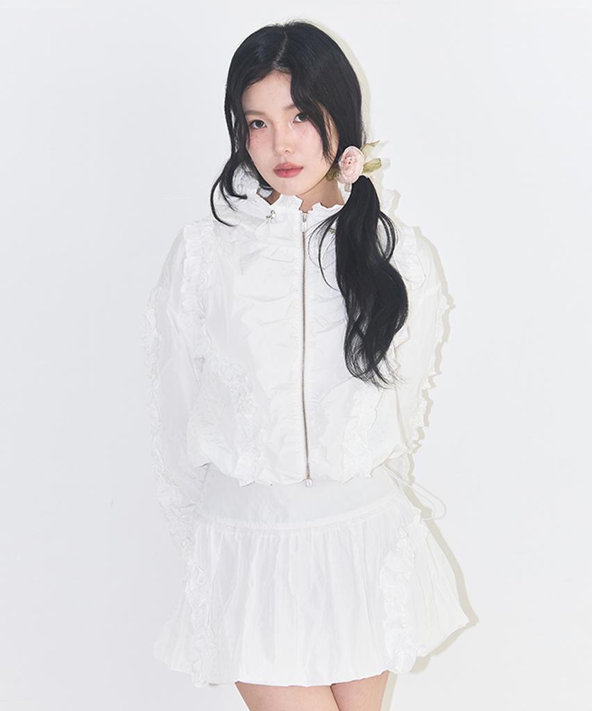 Iligo Frill Dot Balloon Skirt White