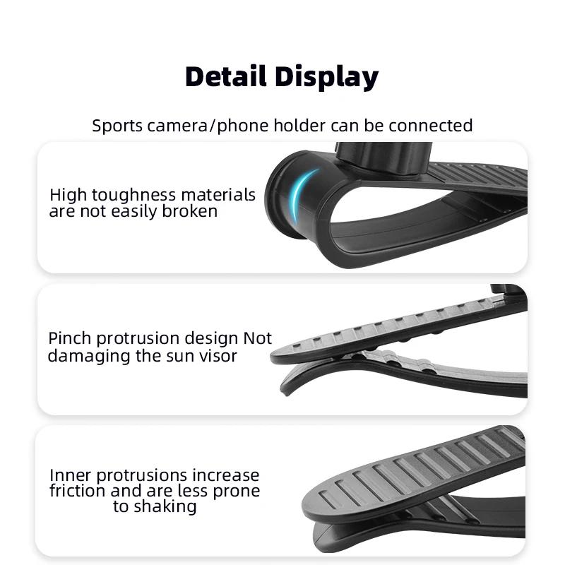 Flymile Car Sun Visor Mount for Insta360 X6/Osmo 360 II Camera Clip Video Photography Holder for Dashcam Footage