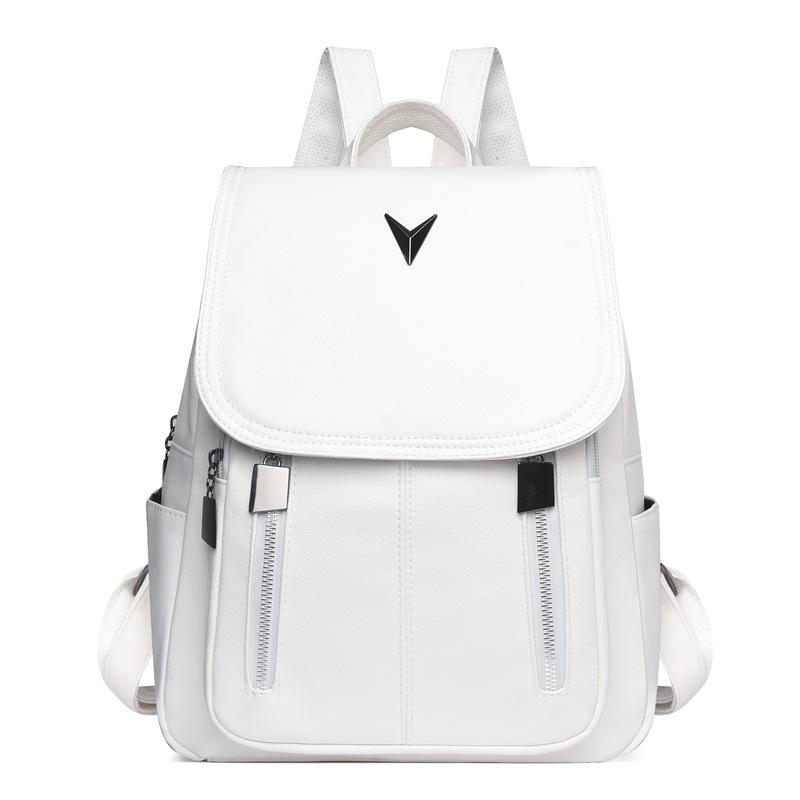 

Женский рюкзак из мягкой кожи большой вместимости, простой и универсальный рюкзак белый