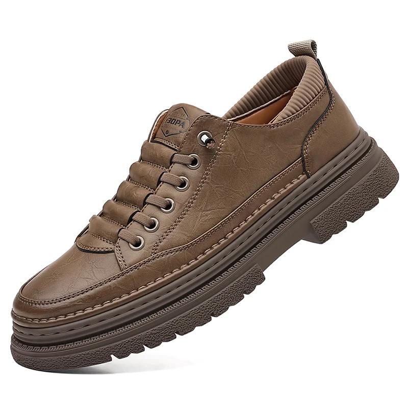 Men Casual Shoes Genuine Leather Business Office Oxford Shoes Outdoor Antiskid Wear-Resistant Running Sneakers Shoes