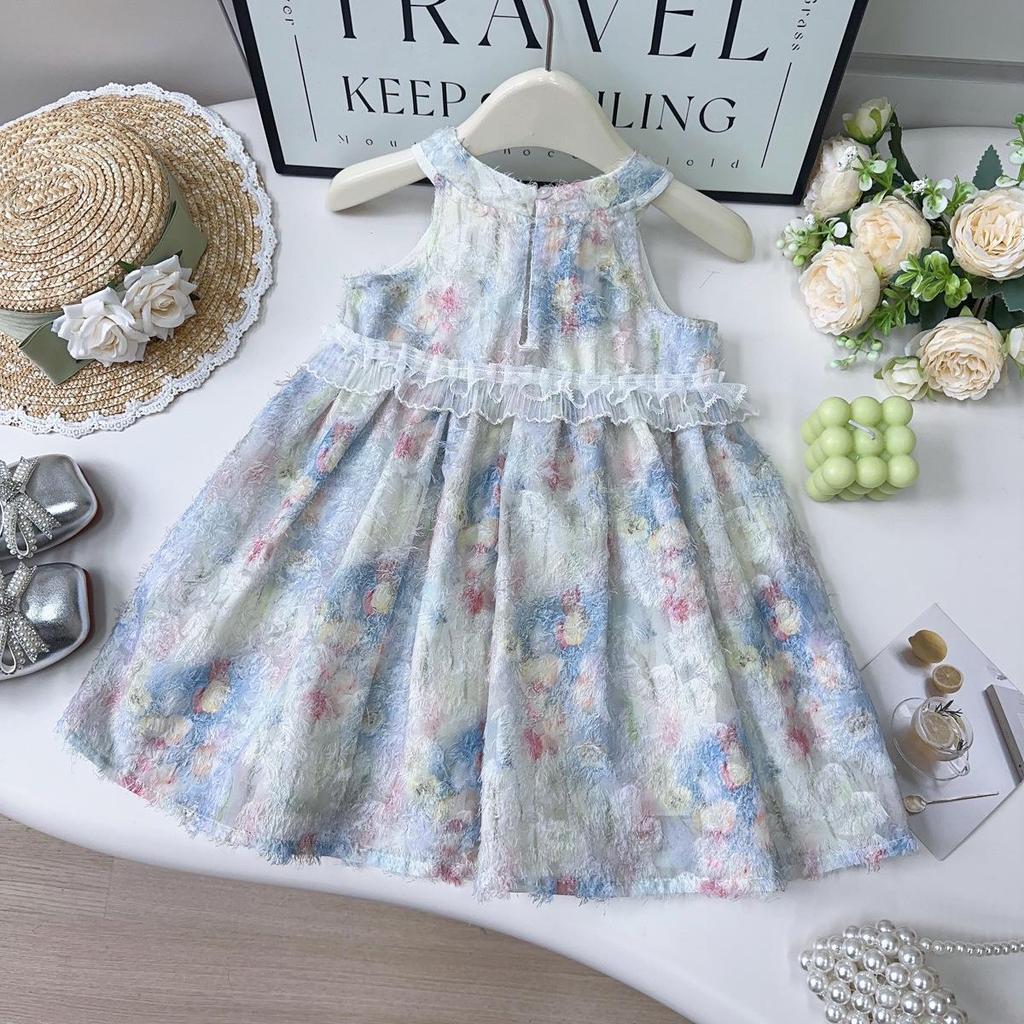 Summer Floral Girls' Sleeveless Dress - Stylish Little Girl's Dress AXB707