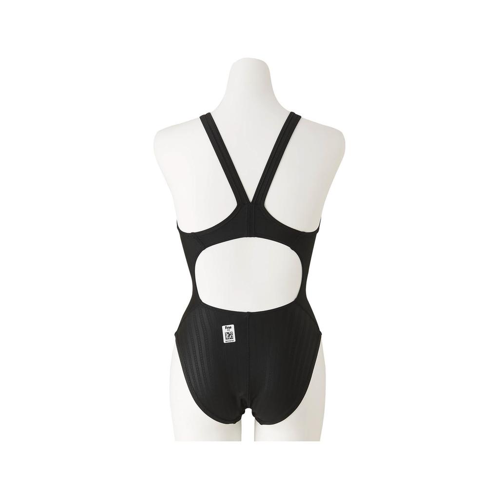 MIZUNO Stream Ace Racing Medium Cut Open FINA Swimming Approved Women's Swimsuit, (Lace Back), N2MA0223, Color Black, Size L, (International