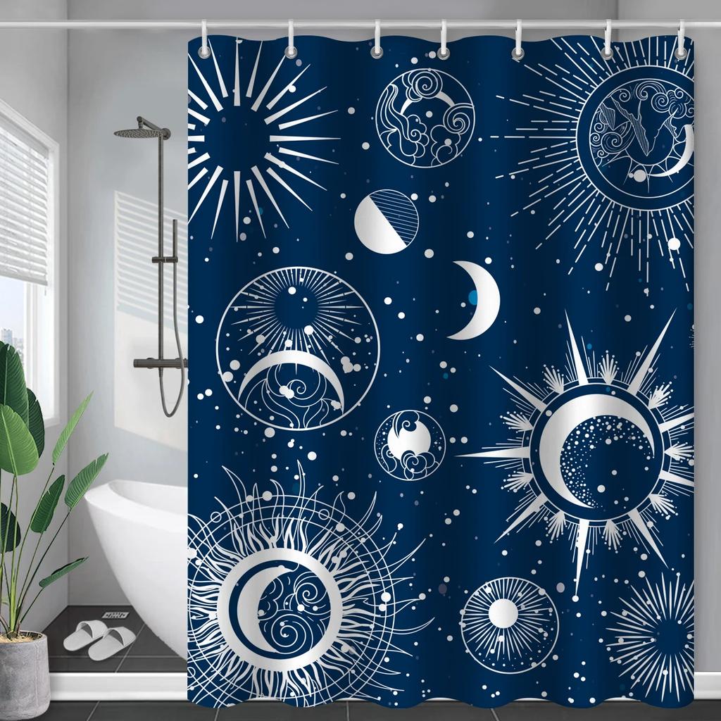 Constellation Fabric Shower Bath Curtain Blush Sun And Moon Phrase Modern Abstract Mysticism Waterproof Bathroom Accessories