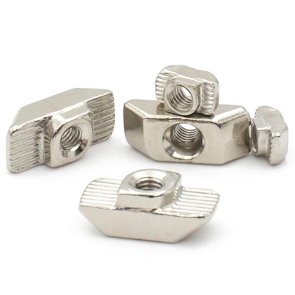 10-50pcs Nickel Plated M3 M4 M5 M6 M8 Slot T-nut Sliding T Nut Hammer Drop In Nut Fasten Connector For Aluminum Extrusion