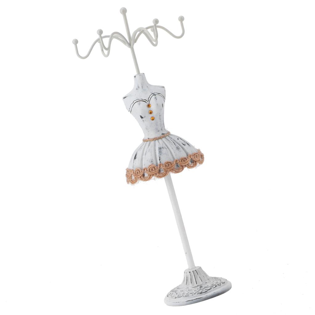 Jewelry Holder Display Necklace Earrings Storage Polyresin Doll Stand with Detachable BracketGrey 2