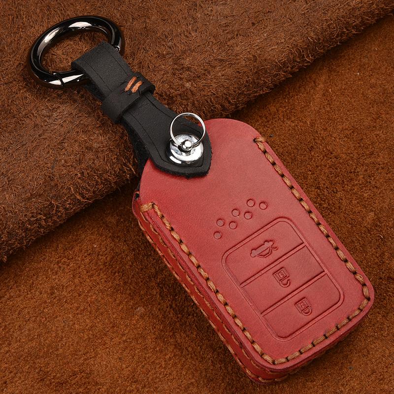 Leather Smart Remote Car Key Case Cover For Honda Vezel City Civic Jazz Brv Br-V Hrv Key Case 2Btn Car Accessories