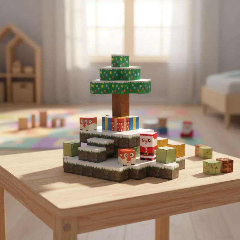 Non-Toxic Christmas Gift Magnetic Blocks Set 54Pcs 3D Diy Santa Claus Building Toys Stem Creative Decor Holiday Present