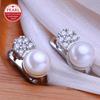 FENASY Natural Freshwater Pearl Earrings Silver Color Fashion Cubic Zirconia Clip Earrings for Women Birthday Gifts