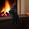Black Hooded Robe Woman Statue Female Grim Reaper Pour Tea Figurine Mysterious Sculpture for Gothic Home Office Desk Shelf Decor