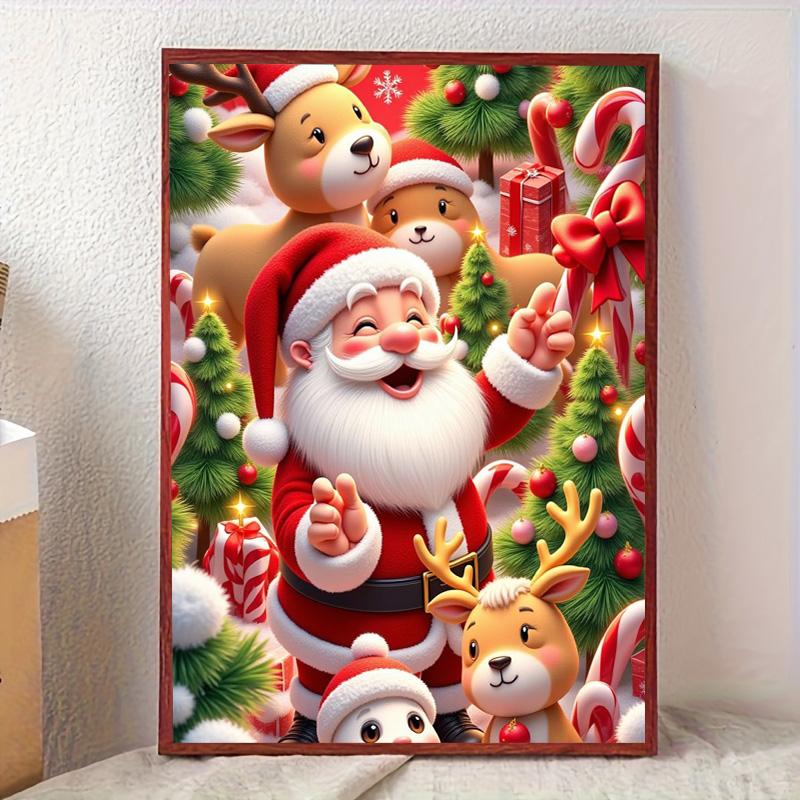 Full Drill Xmas Holiday Diamond Painting Kit 5D Diamond Embroidery Handmade Crafts Rhinestone Art Room Wall Decor