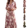 Женское платье-рубашка макси с длинным рукавом, принтом "Корова", приталенное и с расклешенным подолом