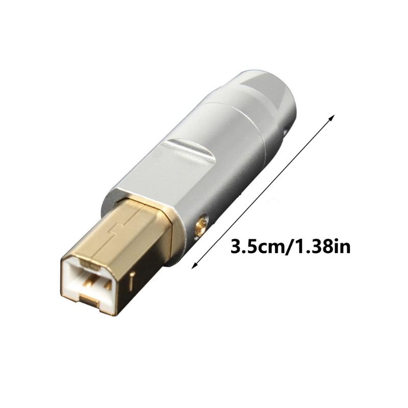 Aluminum Alloy Gold-Plated USB B-Type Plug Connector Housing 6mm Hole for Repairing Printer Data Cables