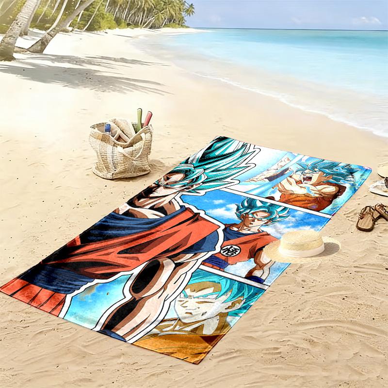Son Goku Print Beach Towel, Large Soft Quick Dry Towel for Beach Camping Swimming