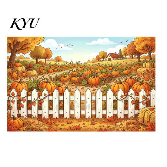 Thanksgiving Backdrop Banner 70 x 45 Inch Fall Pumpkin Backdrop, Autumn Harvest Gnome Polyester Photo Booth Props Scarecrow Photography Background,