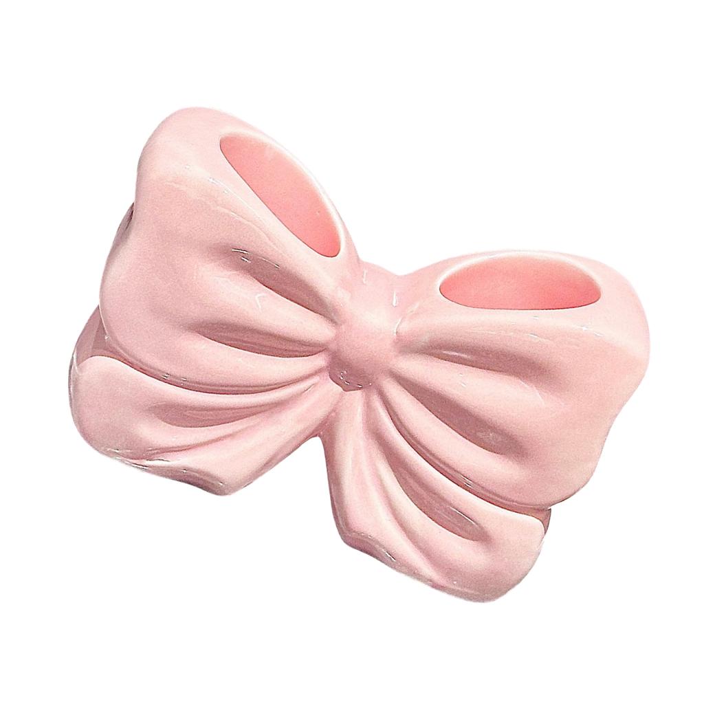 Bowknot Shape Ceramic Toothbrush Holder for Home and Bathroom Countertop Bowknot Decoration