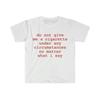 T-shirt Bianca Grafica Testo 'Vietato Fumare'