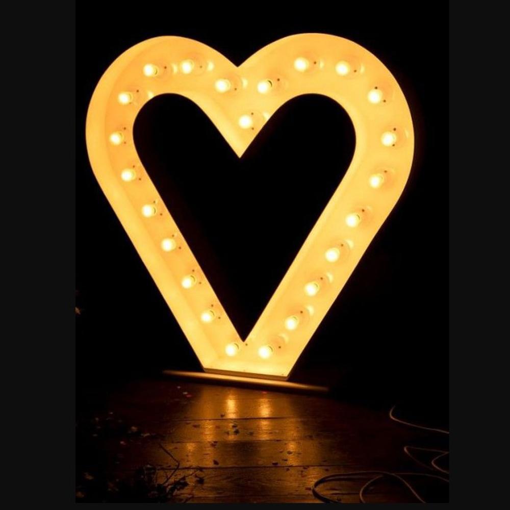1Pc 73cm Lighting Hollow Heart Frame KT Board Party Decor for Wedding Birthday Home Party Decorating Tool