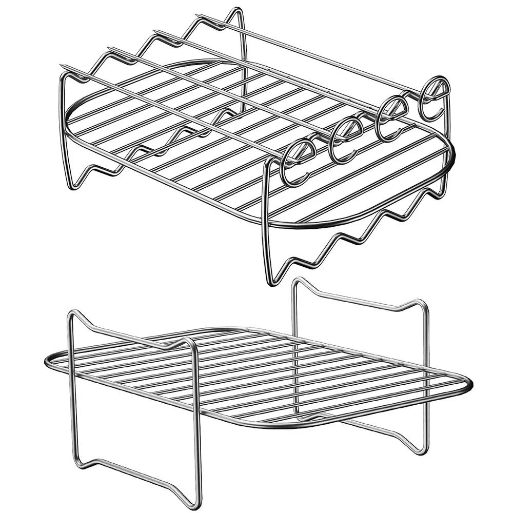 Stainless Steel Multifunctional Roasting Rack Compatible Airfryer Dehydrator BBQ Rack Steamer Roasting for Air Fryer Accessories
