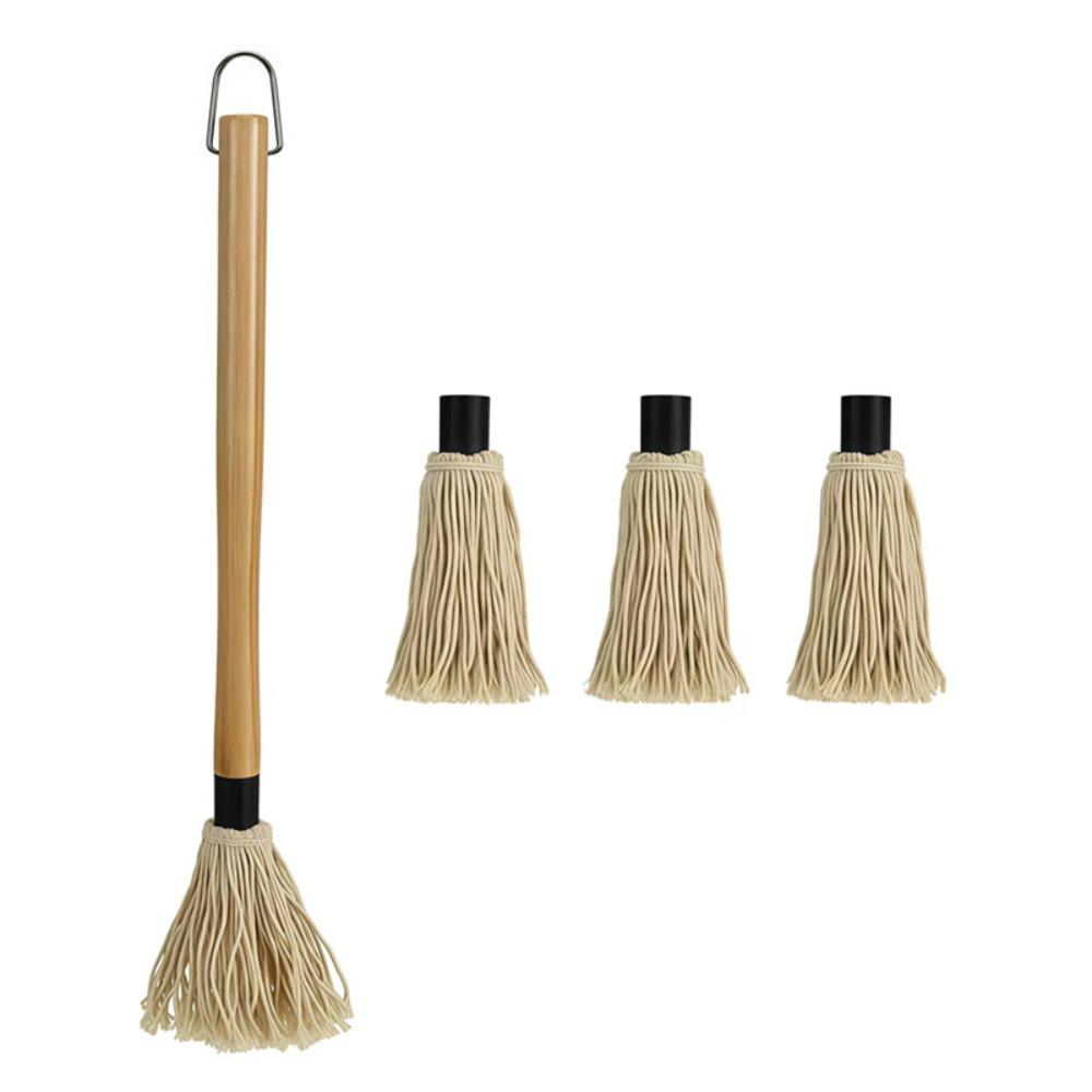 Wooden Handle Grill Basting Mop Hanging Barbecue Sauce Brushes Creative BBQ Mop Brushes  Restaurant 4 Pcs/Set