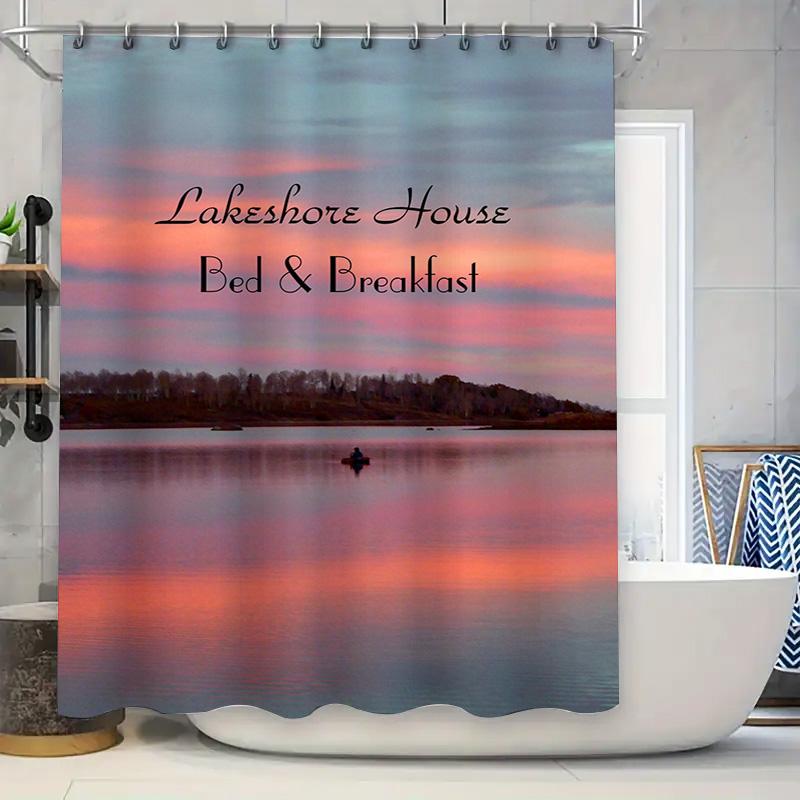 

Stunning Lakeside Sunset Shower Curtain for Home Decor Bedroom 90x180cm