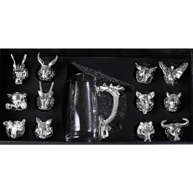 Tolv Zodiakus Likör Vinglas Set Hushåll Små Vinglas Pluntor Kinesisk Imitation Europeiska Dryckesvaror Utsökt Gåva