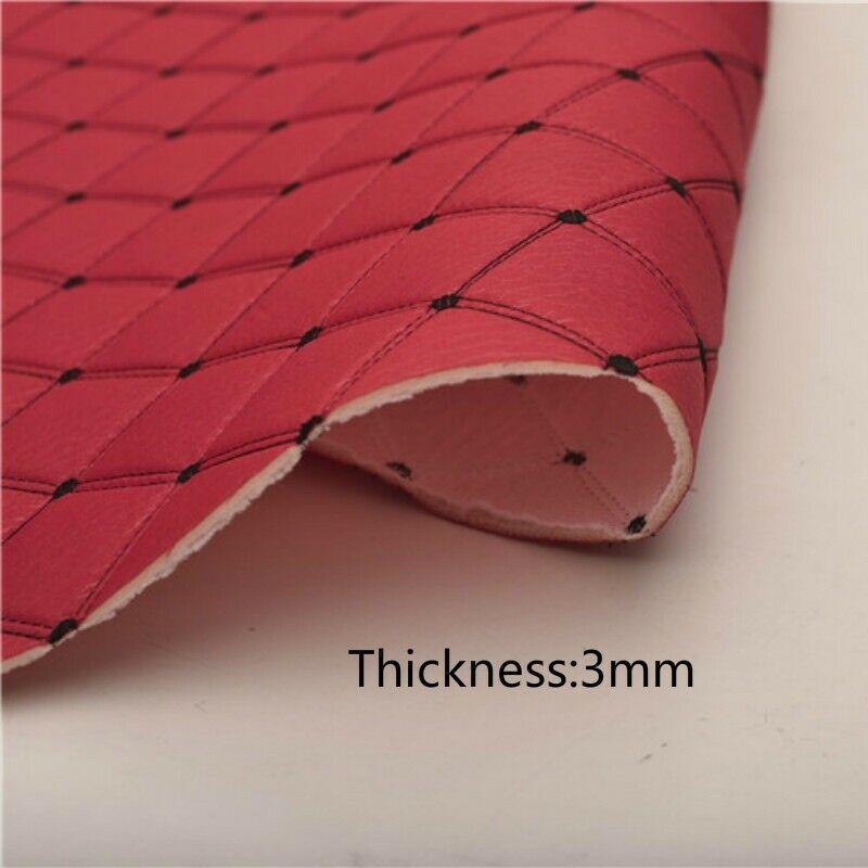 100cm Plaid Embroidery Sponge Fabric Imitate Leather Thick Quilted Cloth for Car Interior DIY Roof Seat Home Upholstery Material