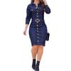 Chic Slim Fit Denim Dress with Multi-Button Lapel