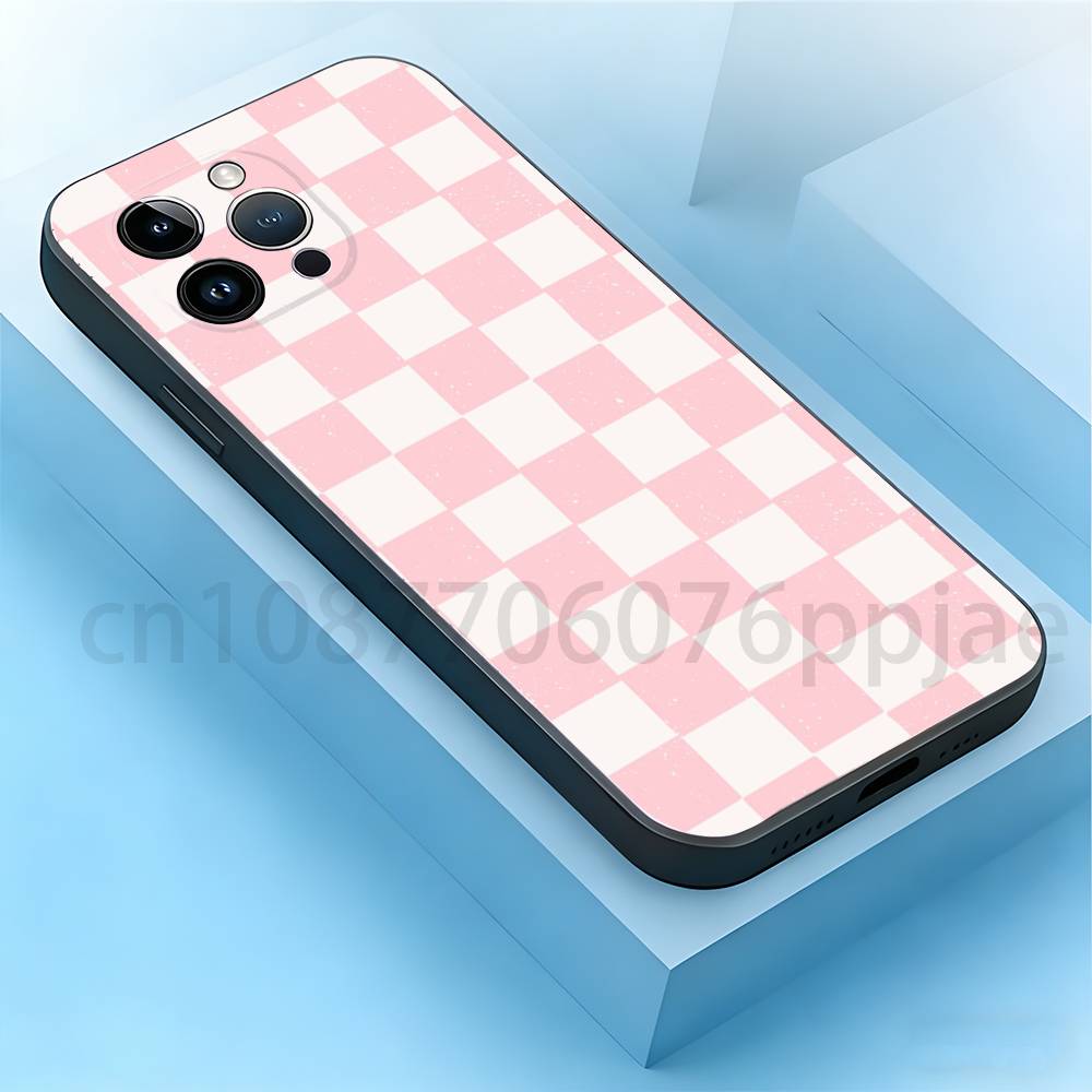 

Pastel checkerboard Phone Case For iPhone 17,16,15,14,13,12,11,Plus,Pro Max,Mini,Soft Silicone Black Cover iPhone16e
