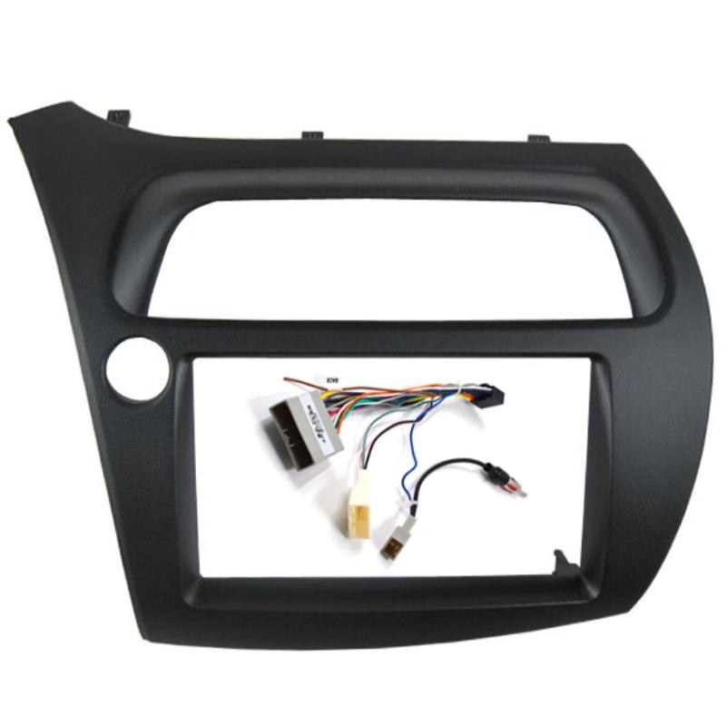 For Honda Civic Double Din Fascia Radio Dvd Stereo Cd Panel Dash Mounting Installation Trim Kit Face Frame Bezel with Wire Harne