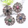 Vintage Damen Brosche Ethnischer Bankettschmuck Antikgoldfarbene polychromatische Harzbrosche Brosche