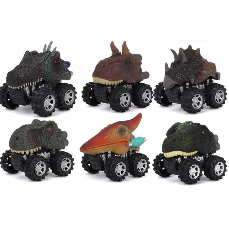 Set Of 6 Dinosaur Model Boomerang Cars Vibrant Mini Toy Gift For Kids