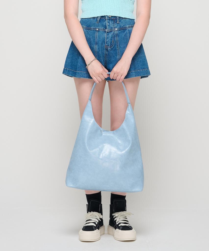 Roidesrois Leather Shoulder Hobo Bag (Sky Blue)