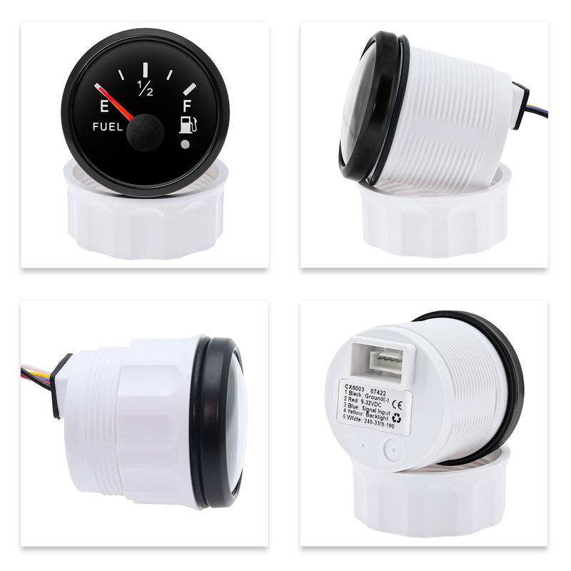 4-20mA 52mm Fuel Level Gauge with Alarm Flashing Current Signal Oil Tank Meter Indicator Waterproof Red LED for Car Boat Custom