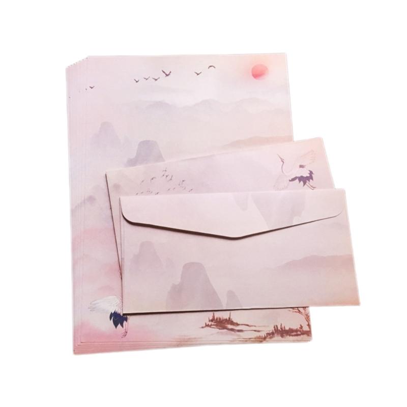 Stationery Paper and Envelopes Set Traditional Letter Writing Paper Color Both Side Writing Stationary Paper for School