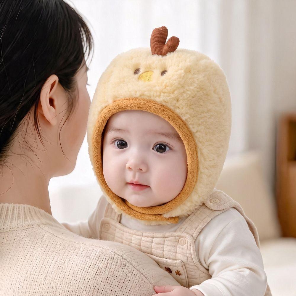 Windproof Infant Cartoon Plush Hat Ear Protection Thick Warm Baby Hat 12M-4Years