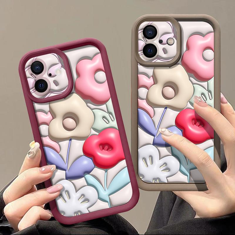 Blumenhülle für iPhone 16 Pro Max Stoßfeste TPU Weiche Silikonabdeckung Coque für iPhone 15 Pro Max 14 13 12 11 Handyhülle