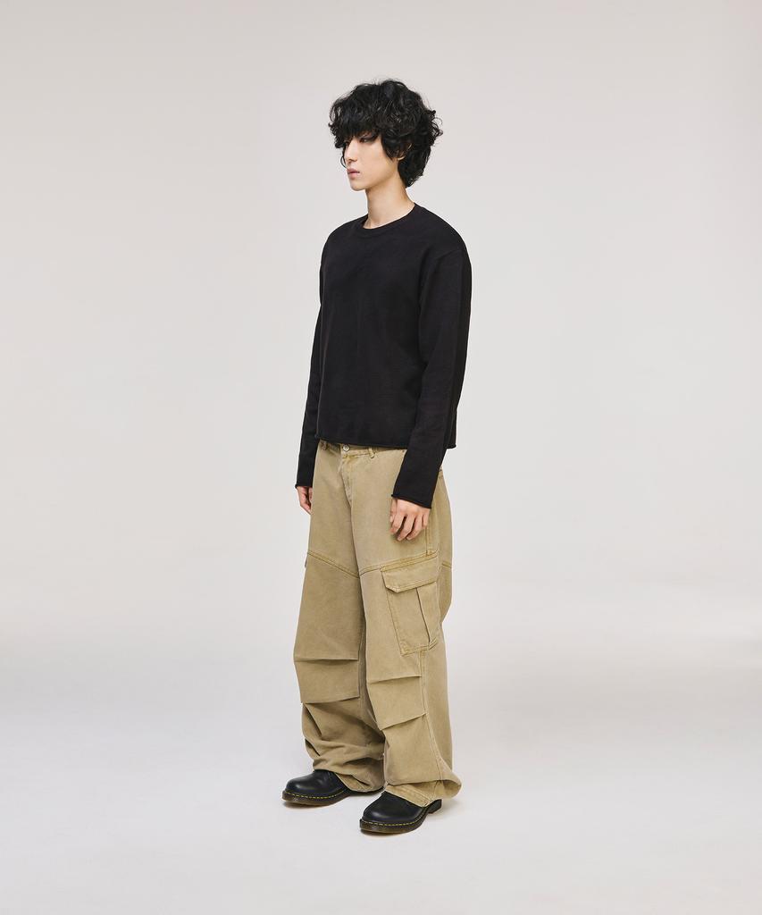 SIGNATURE Crop Rolling Round Knit [Black]