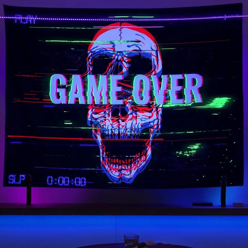 Astronauts UV Fluorescent Tapestry Black Light  Aesthetic Wall Hanging Hippie  for Bedroom Indie Room Decor