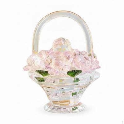 Kristall-Blumenkorb-Ornament Facettiert mit Blumen Transluzente Tischdekoration für