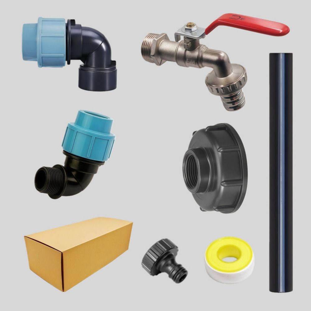 Metal Faucet IBC Tank Gooseneck 25cm Height Pipe Gooseneck Outlet Tap Faucet Adapter Connection Kit Leak-Proof Heavy Duty