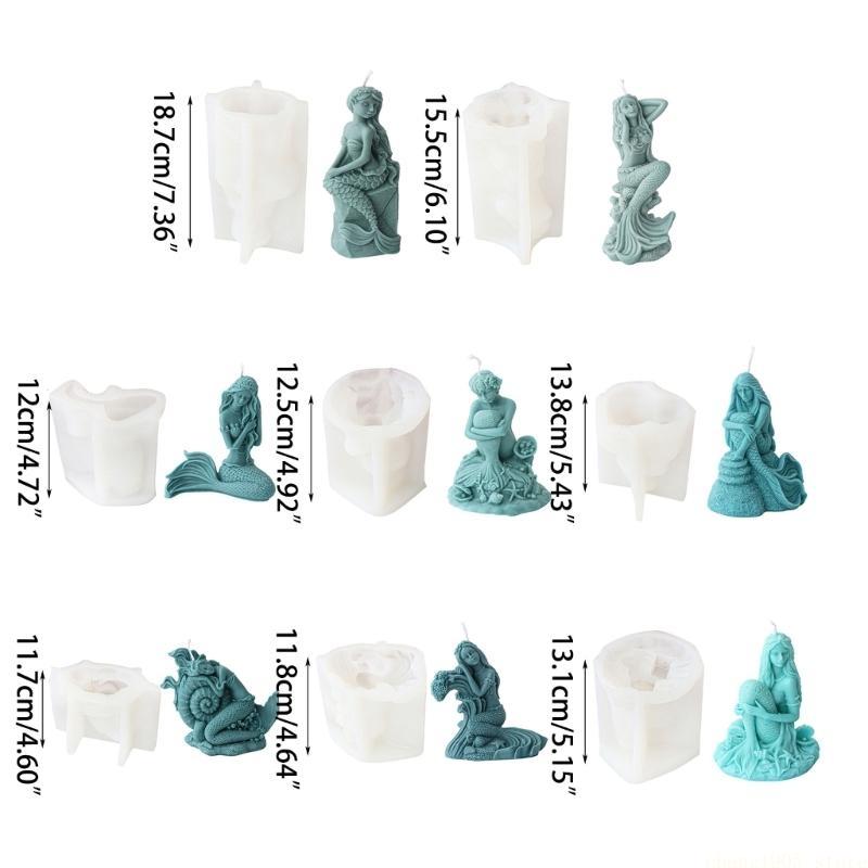 QX2E Silicone Mold Large Oceanid Mermaid Resin Mould DIY Shell Conch Soap Mold