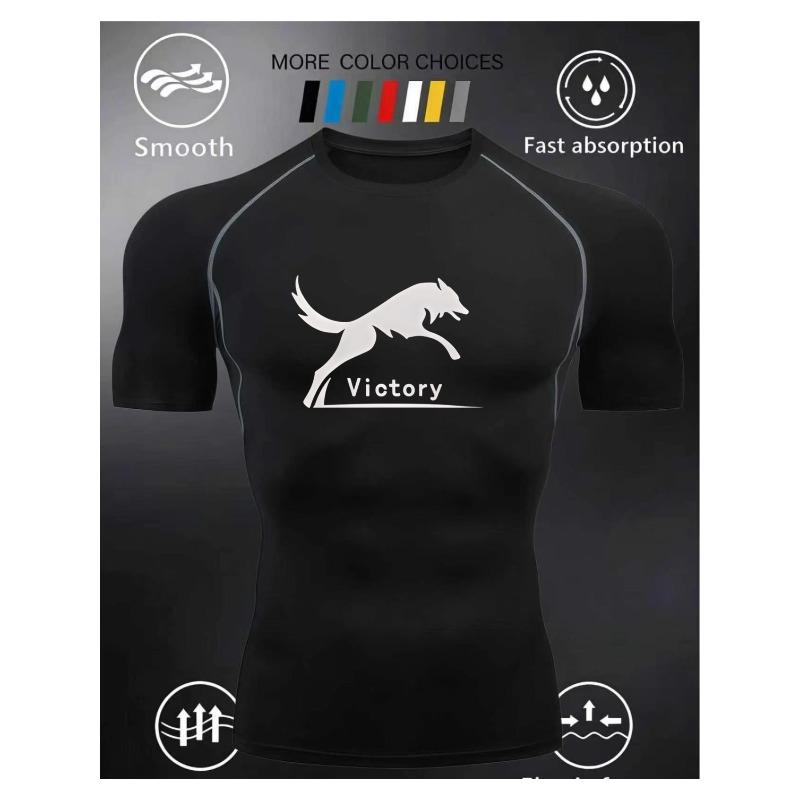 Men's Short Sleeve Compression T-Shirt Breathable Elastic Strength/Motivational Style Training Top