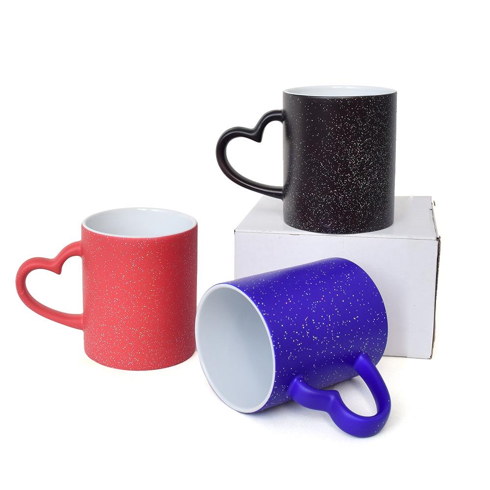 Starry Sky Heart Handle Temperature-Sensitive Color-Changing Cup with Customizable Image Logo
