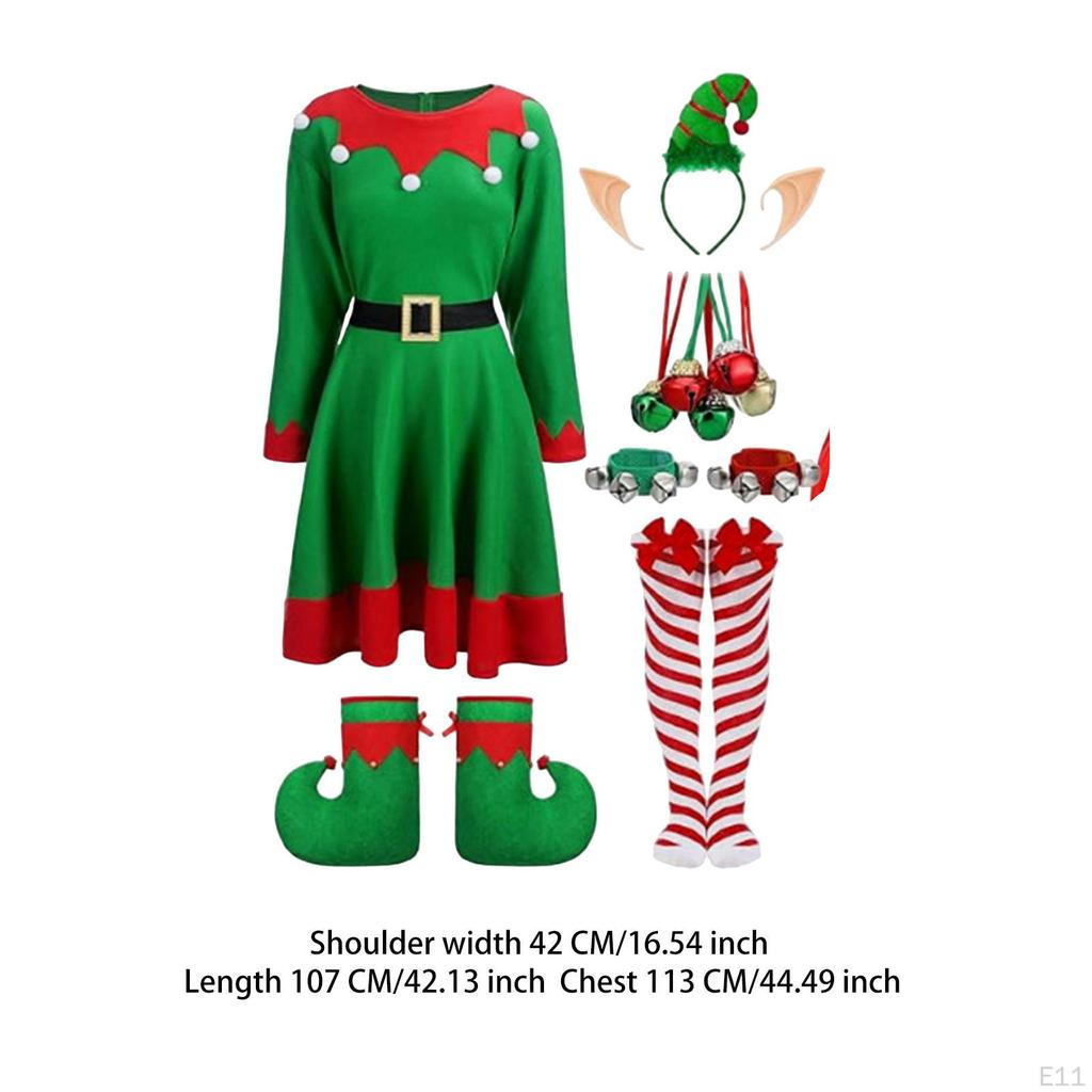 Christmas Elf Costumes Clothes for Halloween Stage Performance Holiday Festival