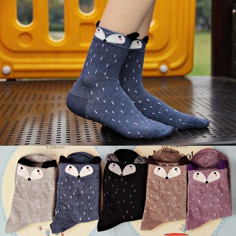 2016 Funny Woman's Socks Unisex Socks For Girls Cartoon Fox Harajuku Comfortable Soft Gift Sock