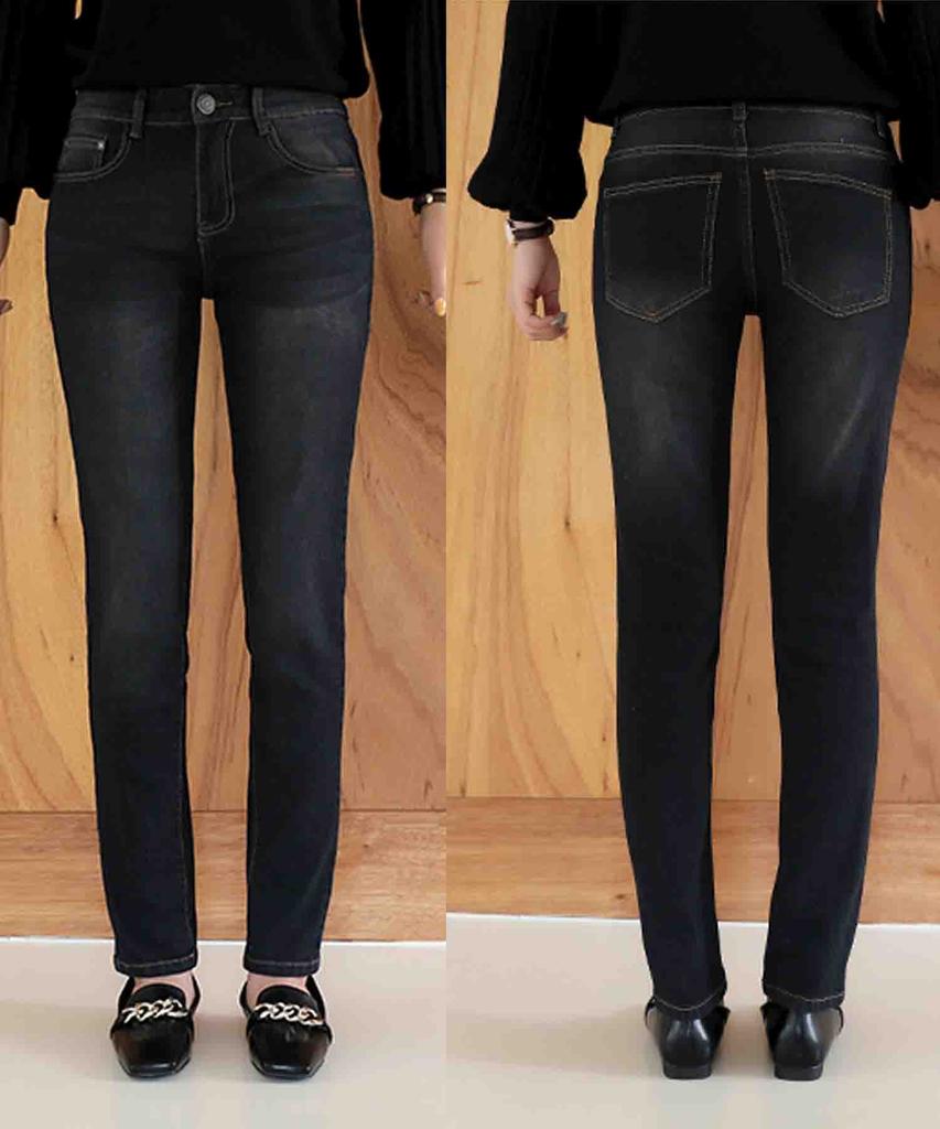 Ppaeppae Secret Banding Washed Stretch Straight Denim Pants