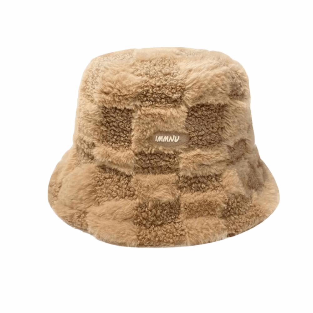 Adjustable Women Bucket Hat Faux Fur Lamb Wool Fisherman's Hat Plush Basin Cap  Outdoor Activities